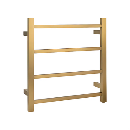 Square Electric Heated Towel Rack 4 Bars Brushed Gold ,