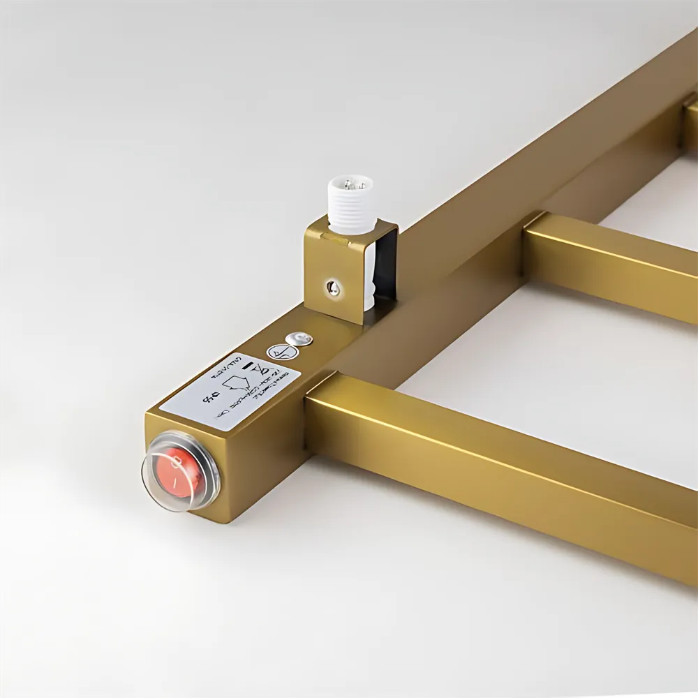 Square Electric Heated Towel Rack 4 Bars Brushed Gold ,