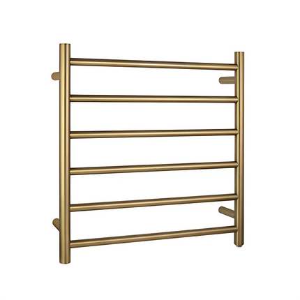 Round Electric Heated Towel Rack 6 Bars Brushed Gold ,