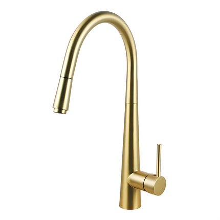 Round Pull Out Kitchen Sink Mixer Tap Brushed Gold ,