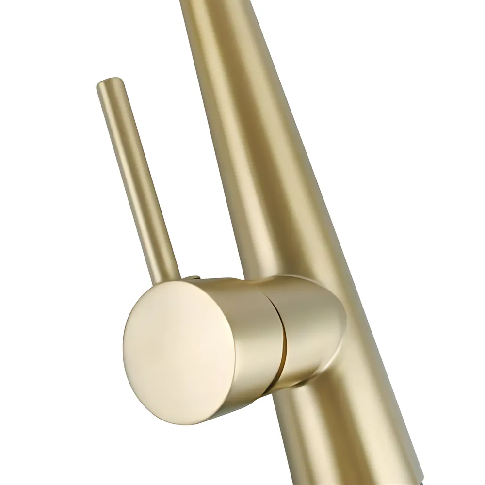 Round Pull Out Kitchen Sink Mixer Tap Brushed Gold ,