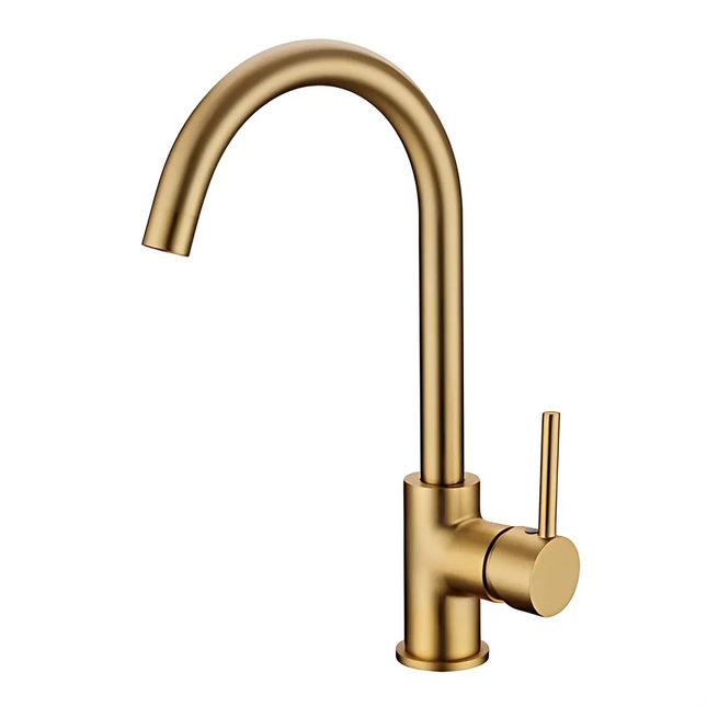 Round Standard Kitchen Sink Mixer Tap Brushed Gold ,