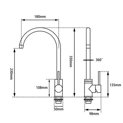 Round Standard Kitchen Sink Mixer Tap Brushed Gold ,