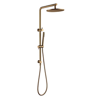 10'' Right Angle Round Shower Station Top Water Inlet Brushed Gold ,