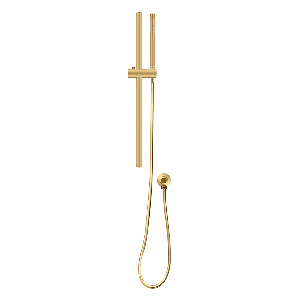Round Stainless Steel Rail With Handheld Shower Set Brushed Gold ,