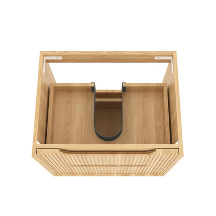 Otti Bruno Fluted Wall Hung Vanity with 2 Drawers Soft Close Doors Woodland Oak 590W X 550H X 460D