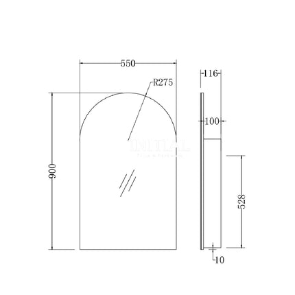 Anbi Arch Shaving Cabinet Matte Black 550X900X116 ,