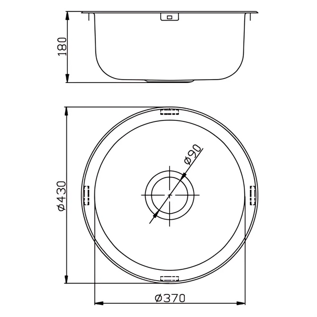 Round Stainless Steel Kitchen Sink 430 X 180mm