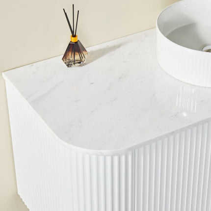 Ceto Avalon Fluted Wall Hung Vanity Matte White 1200 ,