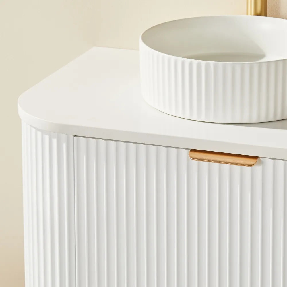 Ceto Avalon Fluted Wall Hung Vanity Matte White 1500 ,
