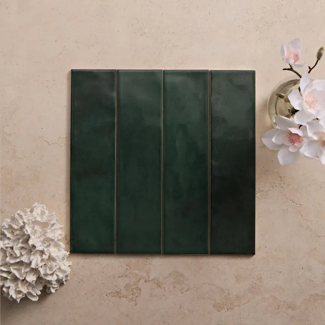 Subway Tile Carla Gloss Dark Green 75X300