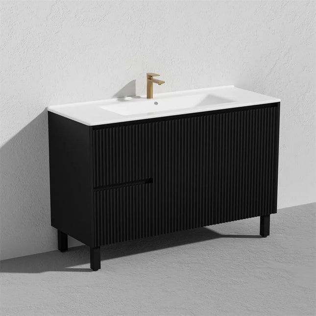 Ceto Brighton Fluted Freestanding Floor Vanity Matte Black 1200 ,