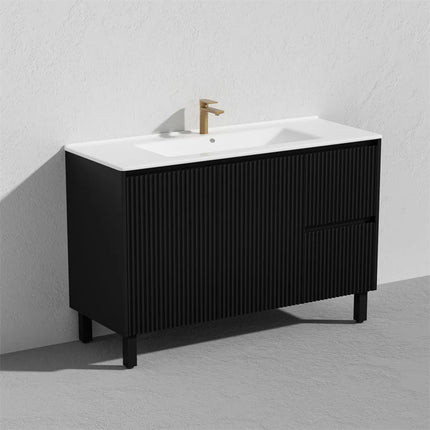 Ceto Brighton Fluted Freestanding Floor Vanity Matte Black 1200 ,