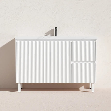 Ceto Brighton Fluted Freestanding Floor Vanity Matte White 1200 ,