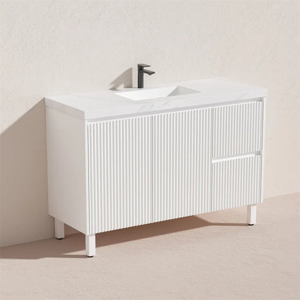 Ceto Brighton Fluted Freestanding Floor Vanity Matte White 1200 ,