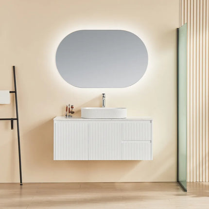 Ceto Brindabella Fluted Wall Hung Vanity Matte White 1200 ,