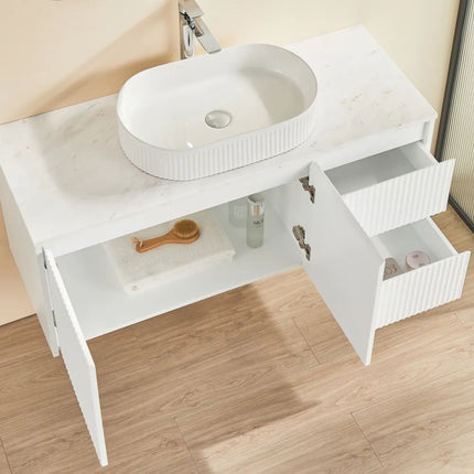 Ceto Brindabella Fluted Wall Hung Vanity Matte White 1200 ,