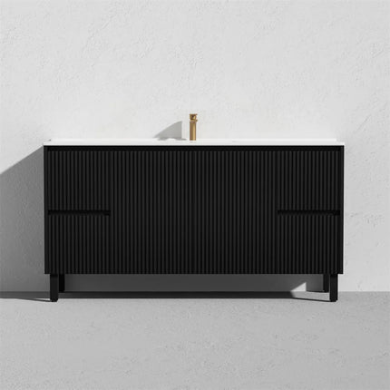 Ceto Brighton Fluted Freestanding Floor Vanity Matte Black 1500 ,