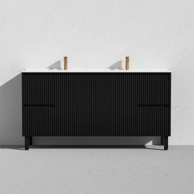 Ceto Brighton Fluted Freestanding Floor Vanity Matte Black 1500 ,