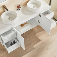 Ceto Brindabella Fluted Wall Hung Vanity Matte White Drawers on Both Sides 1500 ,