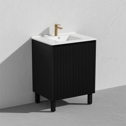 Ceto Brighton Fluted Freestanding Floor Vanity Matte Black 600 ,