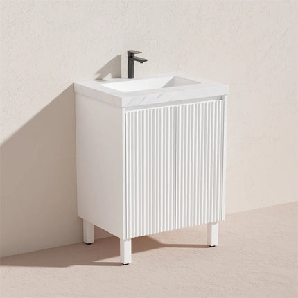 Ceto Brighton Fluted Freestanding Floor Vanity Matte White 600 ,