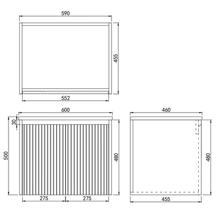 Ceto Brindabella Fluted Wall Hung Vanity Matte White 600 ,