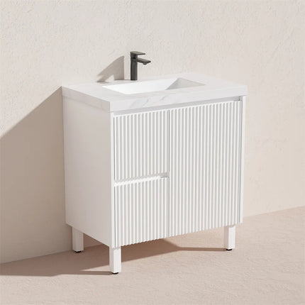 Ceto Brighton Fluted Freestanding Floor Vanity Matte White 750 ,