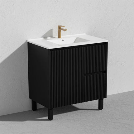 Ceto Brighton Fluted Freestanding Floor Vanity Matte Black 750 ,