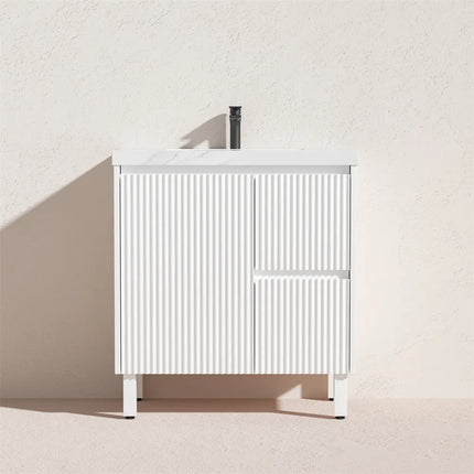 Ceto Brighton Fluted Freestanding Floor Vanity Matte White 750 ,