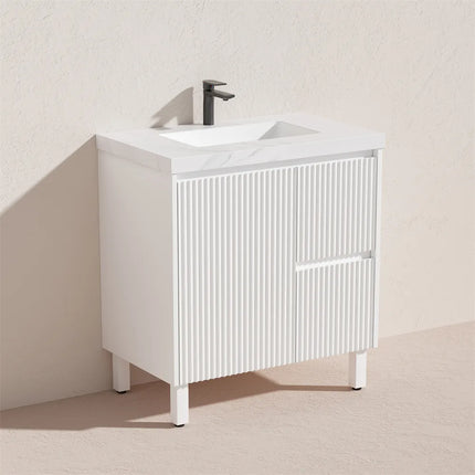 Ceto Brighton Fluted Freestanding Floor Vanity Matte White 750 ,