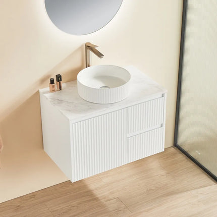 Ceto Brindabella Fluted Wall Hung Vanity Matte White 750 ,