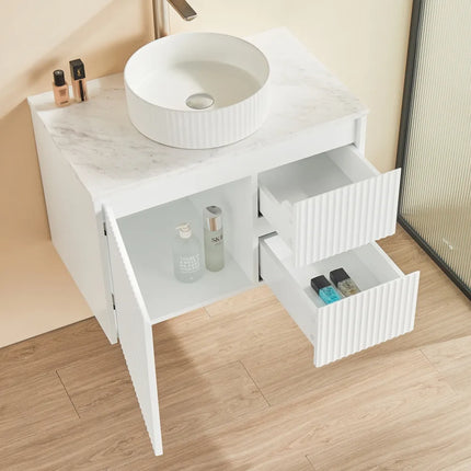 Ceto Brindabella Fluted Wall Hung Vanity Matte White 750 ,