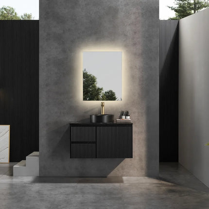 Ceto Brindabella Fluted Wall Hung Vanity Matte Black 900 ,