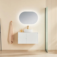 Ceto Brindabella Fluted Wall Hung Vanity Matte White 900 ,