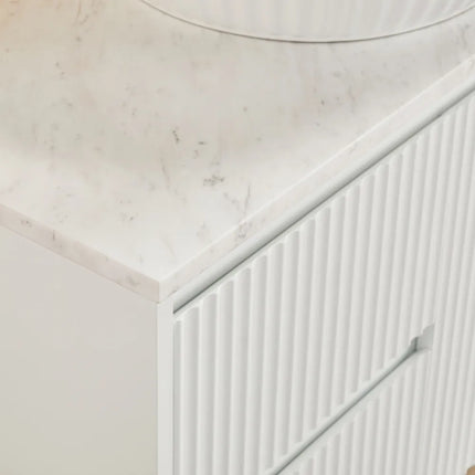 Ceto Brindabella Fluted Wall Hung Vanity Matte White 900 ,