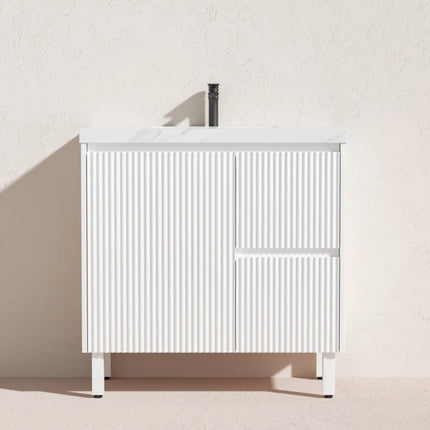 Ceto Brighton Fluted Freestanding Floor Vanity Matte White 900 ,