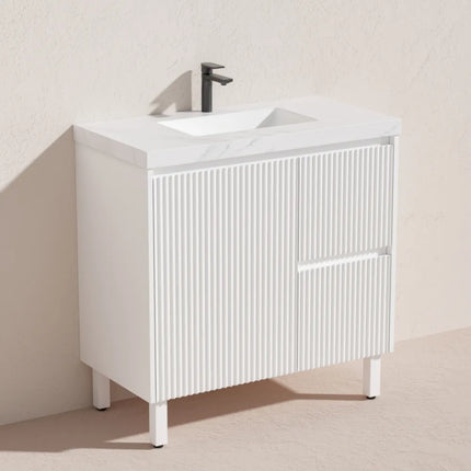 Ceto Brighton Fluted Freestanding Floor Vanity Matte White 900 ,