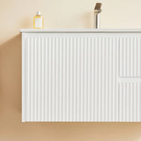 Ceto Brindabella Fluted Wall Hung Vanity Matte White 900 ,
