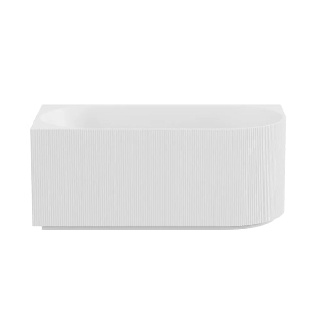 Ceto Capri Groove Fluted Corner Bathtub, Oval, Gloss White, 1500 X 750 X 580mm