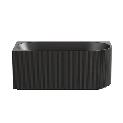 Ceto Capri Groove Fluted Corner Bathtub, Oval, Matte Black, 1500 X 750 X 580mm