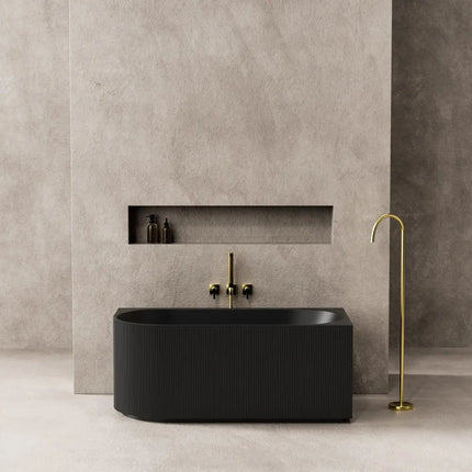 Ceto Capri Groove Fluted Corner Bathtub, Oval, Matte Black, 1500 X 750 X 580mm