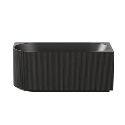 Ceto Capri Groove Fluted Corner Bathtub, Oval, Matte Black, 1500 X 750 X 580mm