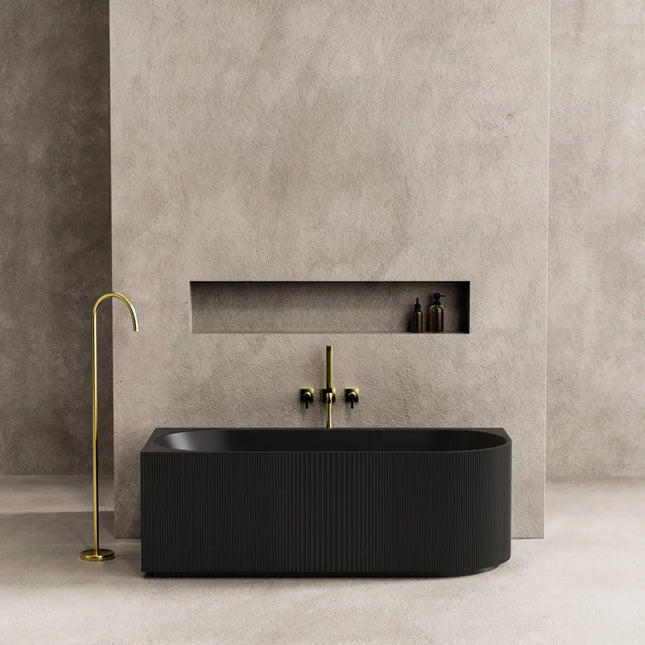 Ceto Capri Groove Fluted Bathtub, Oval, Matte Black, 1700 X 800 X 580mm