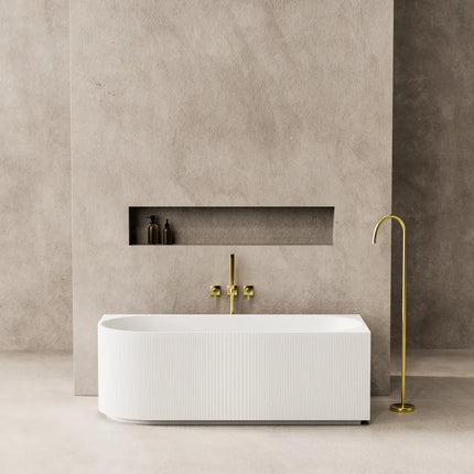 Ceto Capri Groove Fluted Bathtub, Oval, Matte White, 1700 X 800 X 580mm