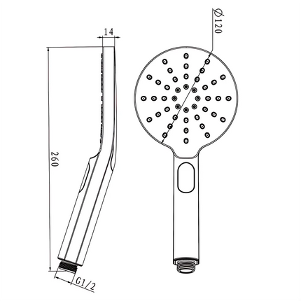 Round Right Angle Half Rail Top Water Inlet Shower Combination Chrome ,