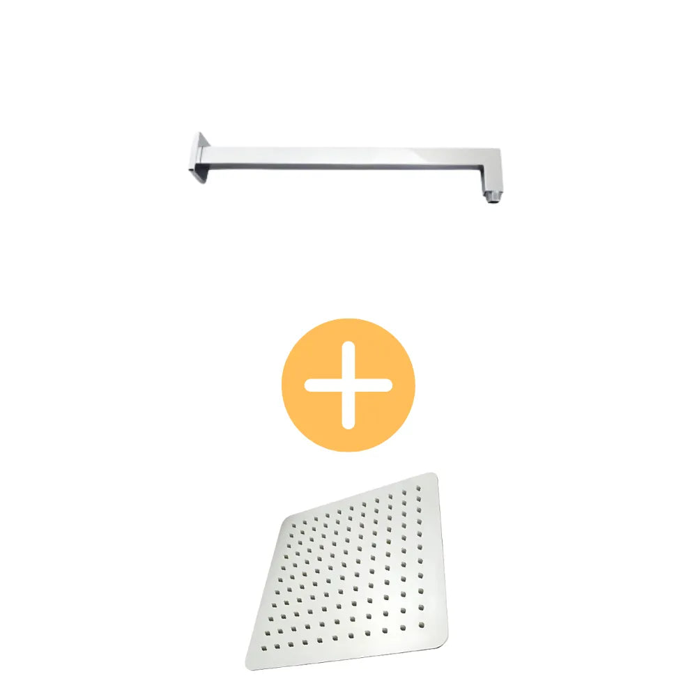 Square Brass Wall Arm Shower 400mm Chrome ,