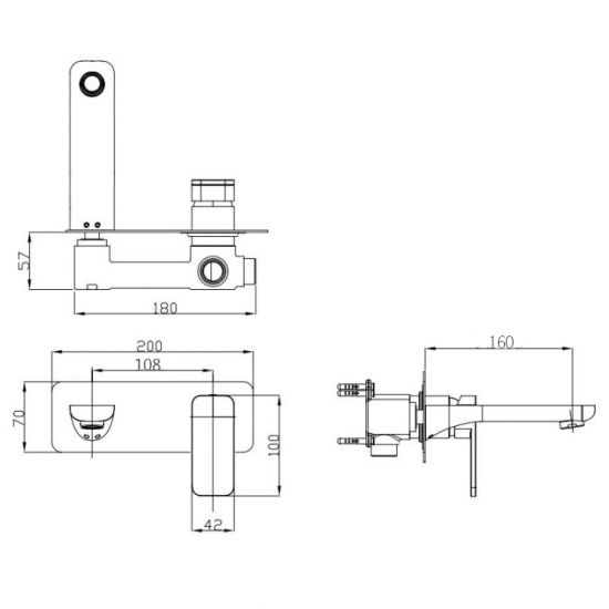 Tera Bathtub/Basin Wall Mixer With Spout Chrome ,