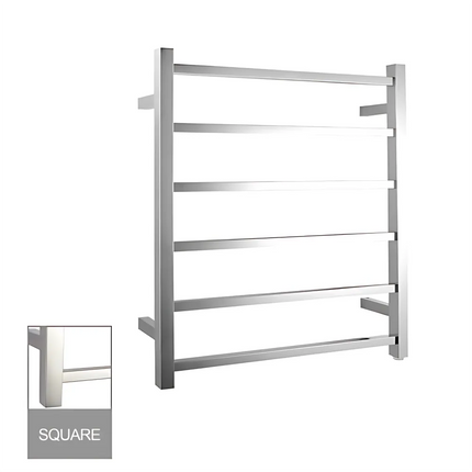 Square Electric Heated Towel Rack 6 Bars Chrome ,