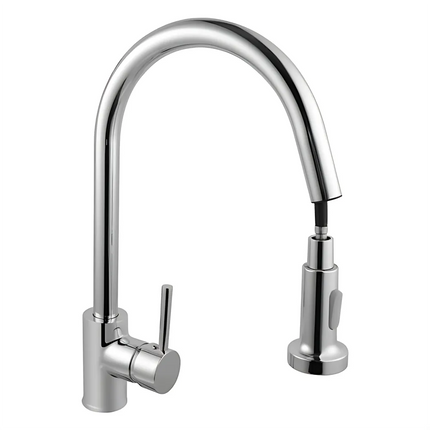 Round Pull Out Spray Kitchen Sink Mixer Tap Chrome ,